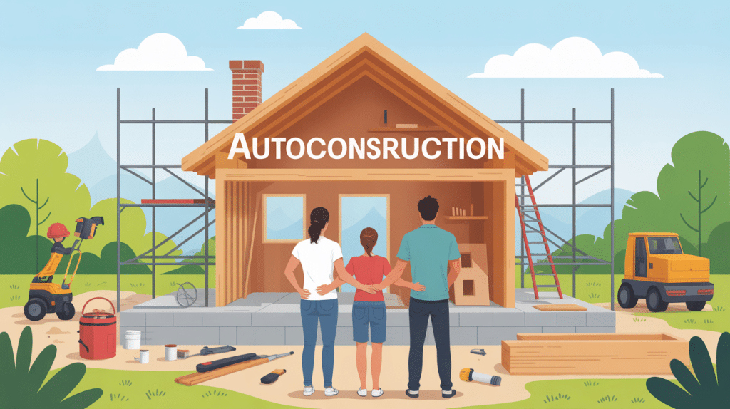 autoconstruction vue famille chantier maison