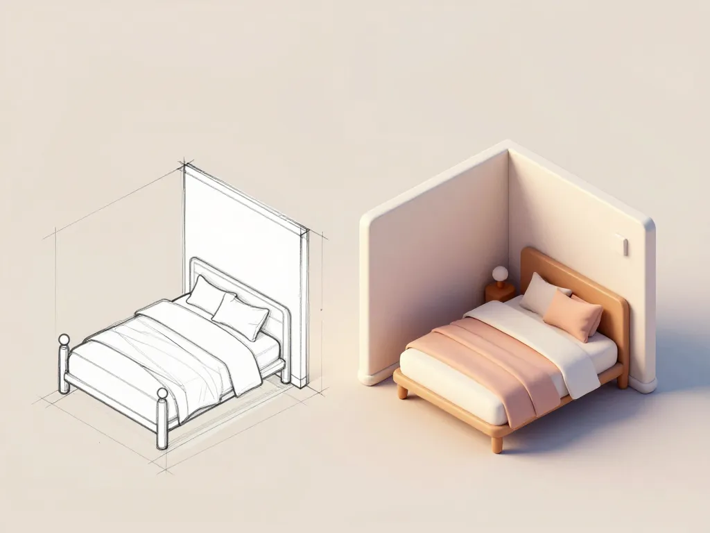 chambre en 3d transformation esquisse modélisation