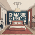 Illustration chambre en enfilade parisienne élégante