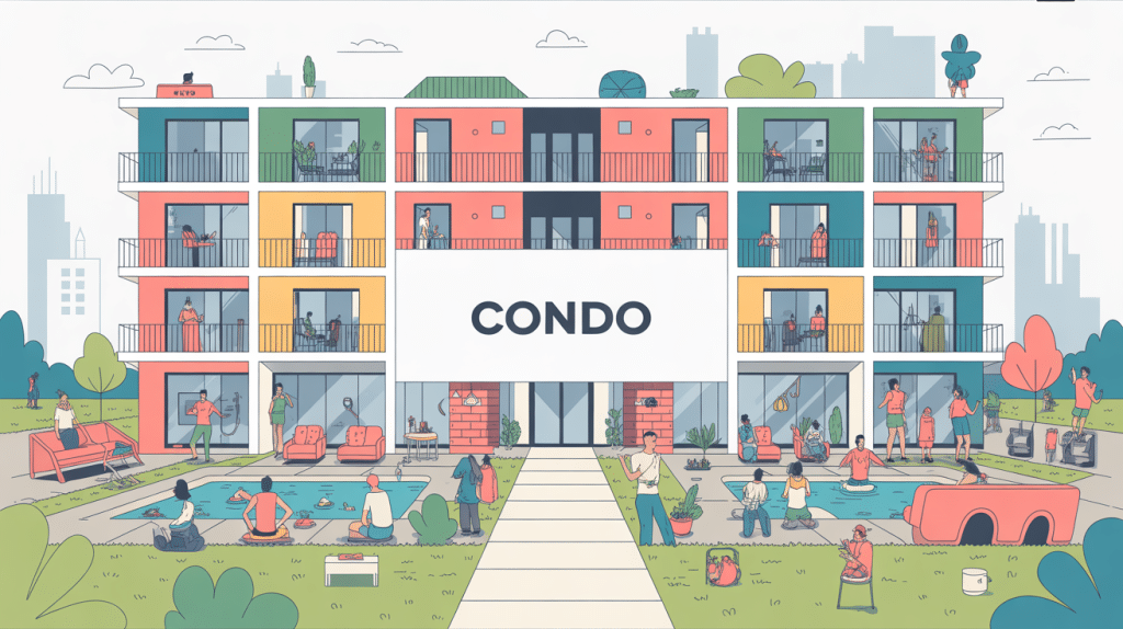 illustration condo coproprieté immeuble moderne