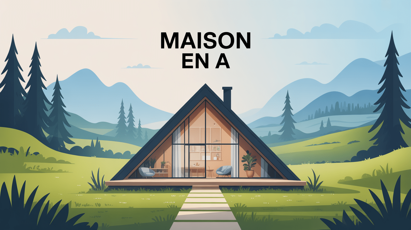 construction maison en a architecture triangulaire illustrée