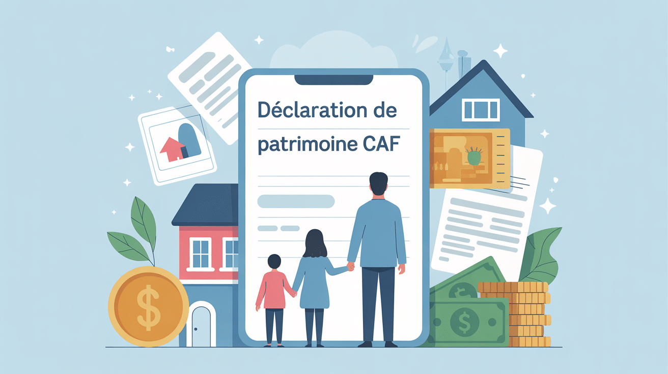 Déclaration de patrimoine pour les aides au logement CAF illustration famille