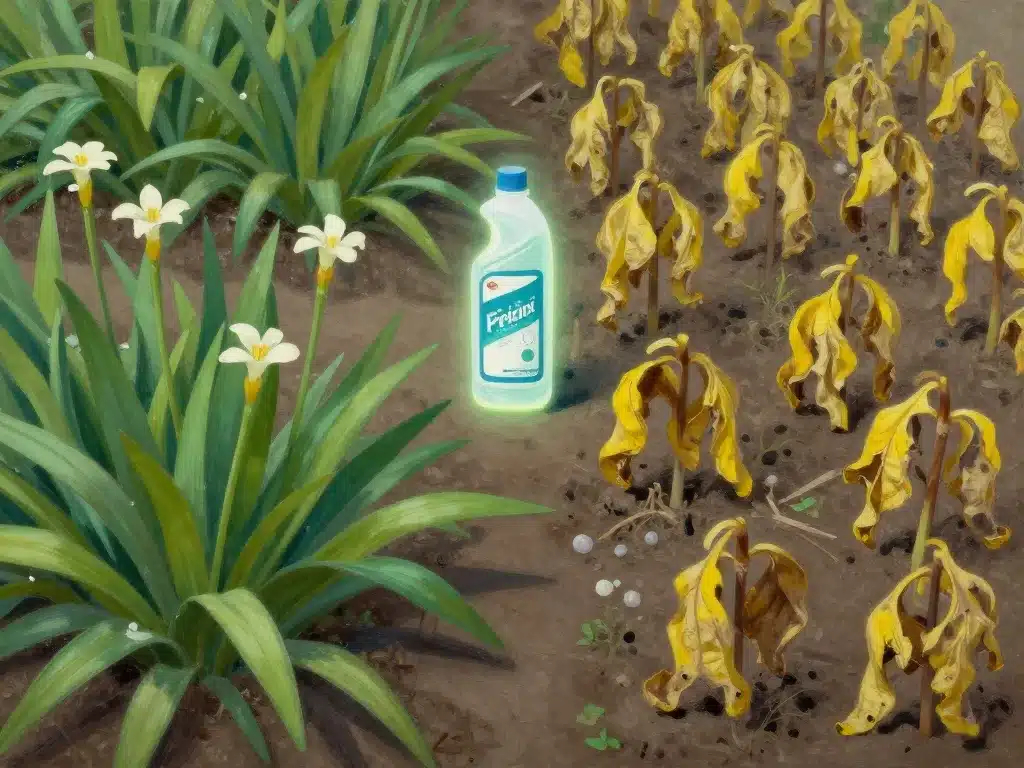 Effets détruire souche eau de javel, jardin abîmé et pollution