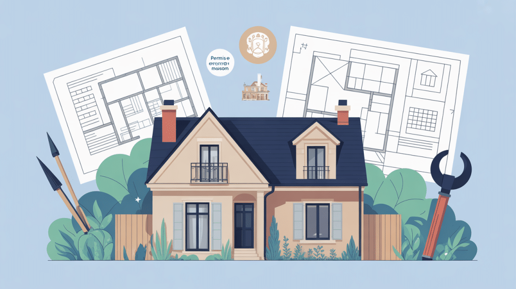 Extension permis de construire maison illustration vectorielle