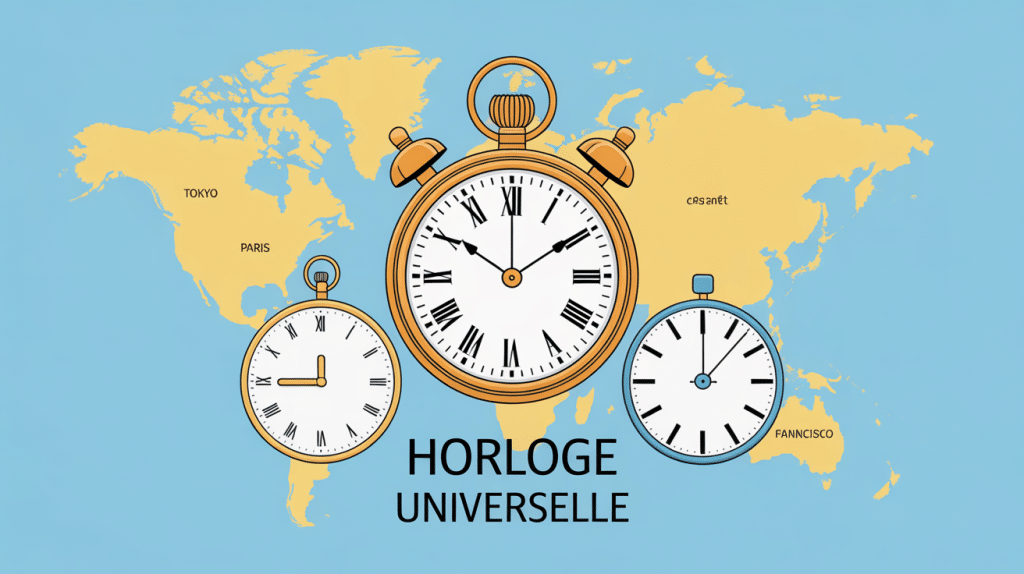 horloge universelle carte du monde fuseaux horaires