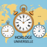 horloge universelle carte du monde fuseaux horaires