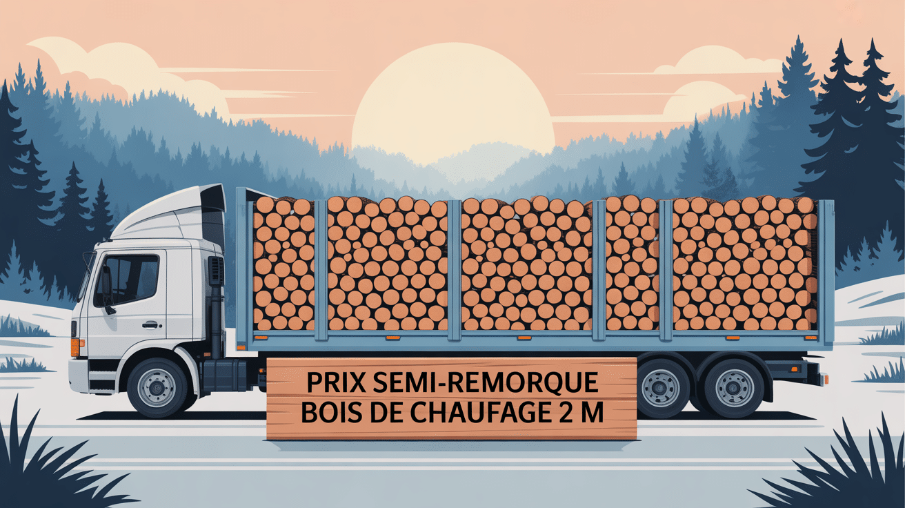 illustration du prix d'un semi remorque de bois de chauffage en 2m