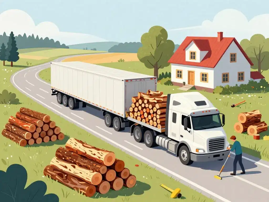 volume transport et découpe prix d'un semi remorque de bois de chauffage en 2m