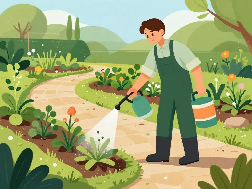 application désherbant naturel bicarbonate et vinaigre sur mauvaises herbes