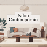 salon contemporain élégant chaleureux illustration