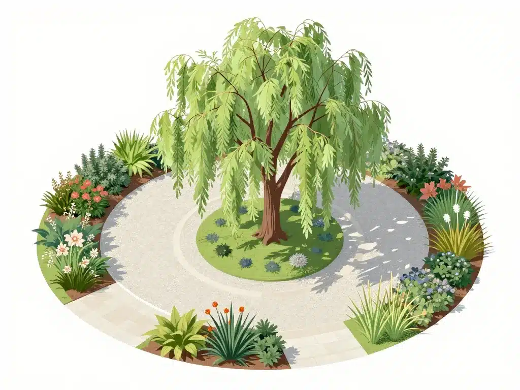 sophora pleureur schéma intégration dans jardin contemporain