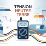 Illustration tension entre neutre et terre avec multimètre dans installation domestique