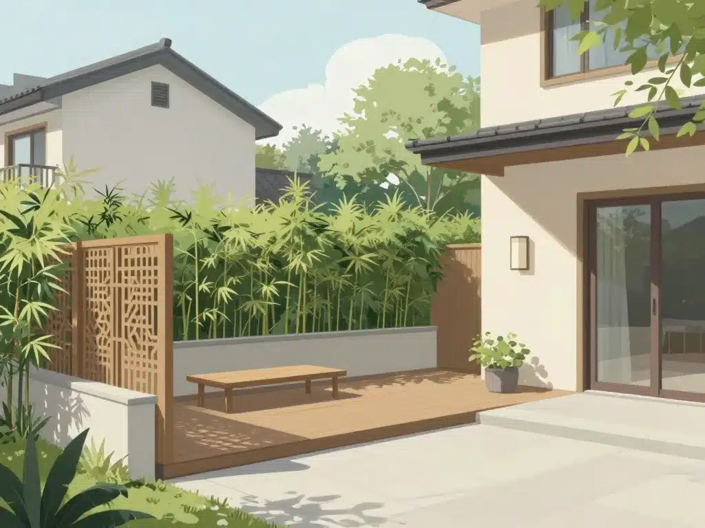 illustration conception terrasse vue plongeante sur voisin solutions intimité