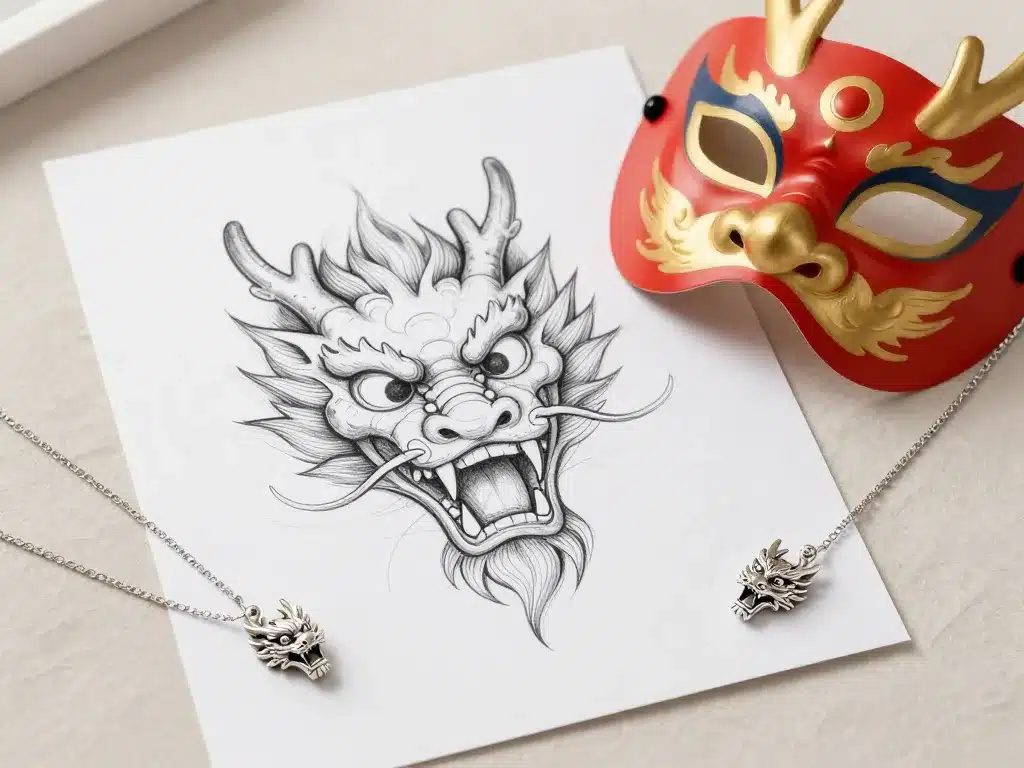 scene produits tete de dragon art moderne