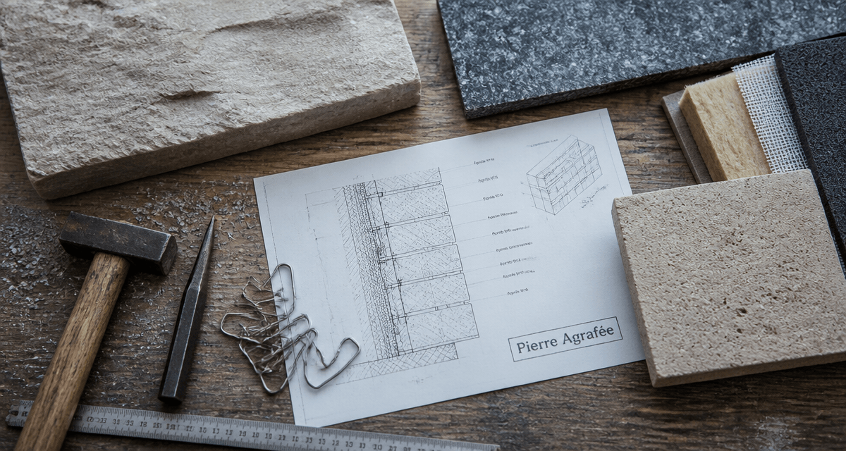 atelier pierre agrafée avec outils et dalles