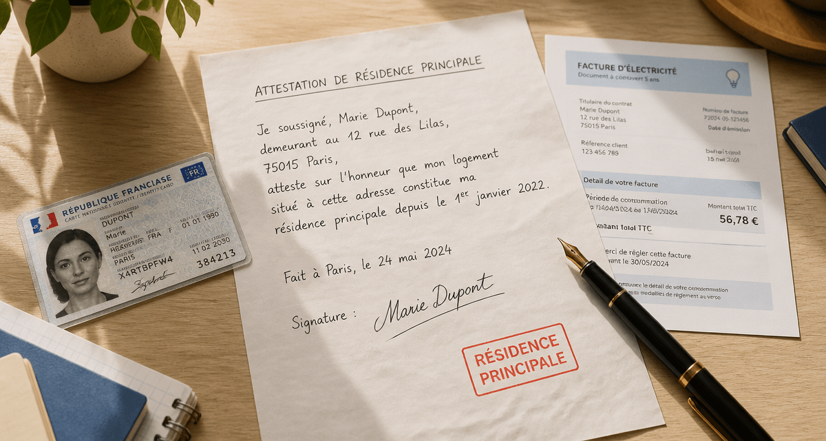 attestation sur l honneur residence principale avec justificatifs