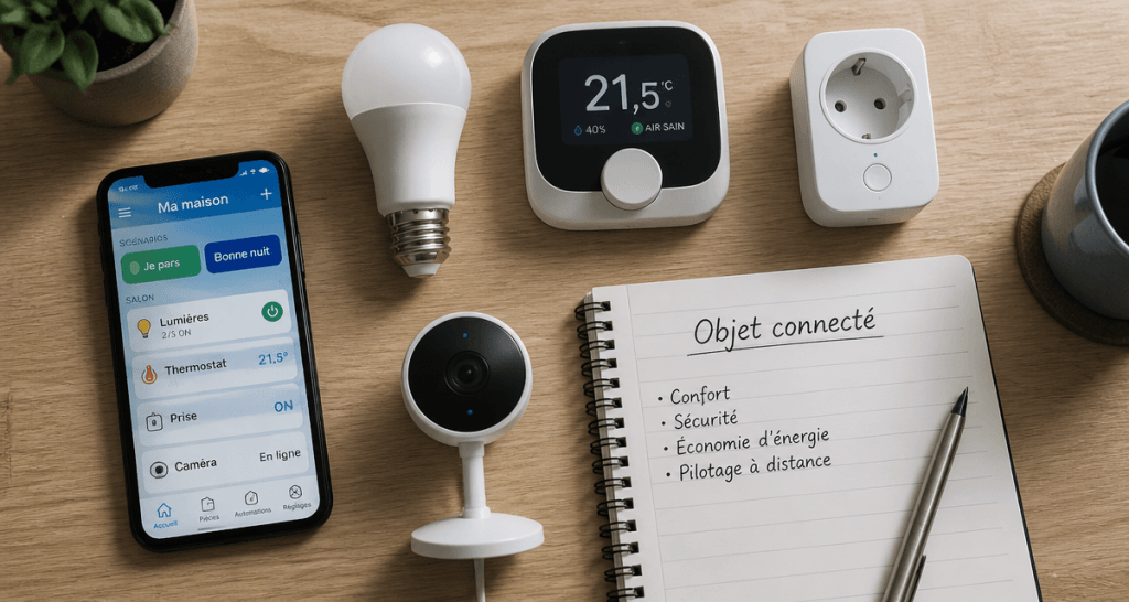 objet connecter sur bureau pour maison intelligente
