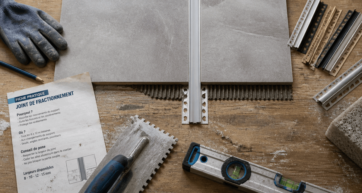 carrelage joint de fractionnement sur plan de travail