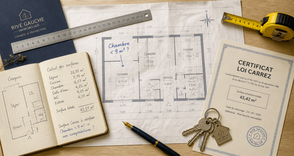 bureau agent immobilier chambre moins de 9m2 vente