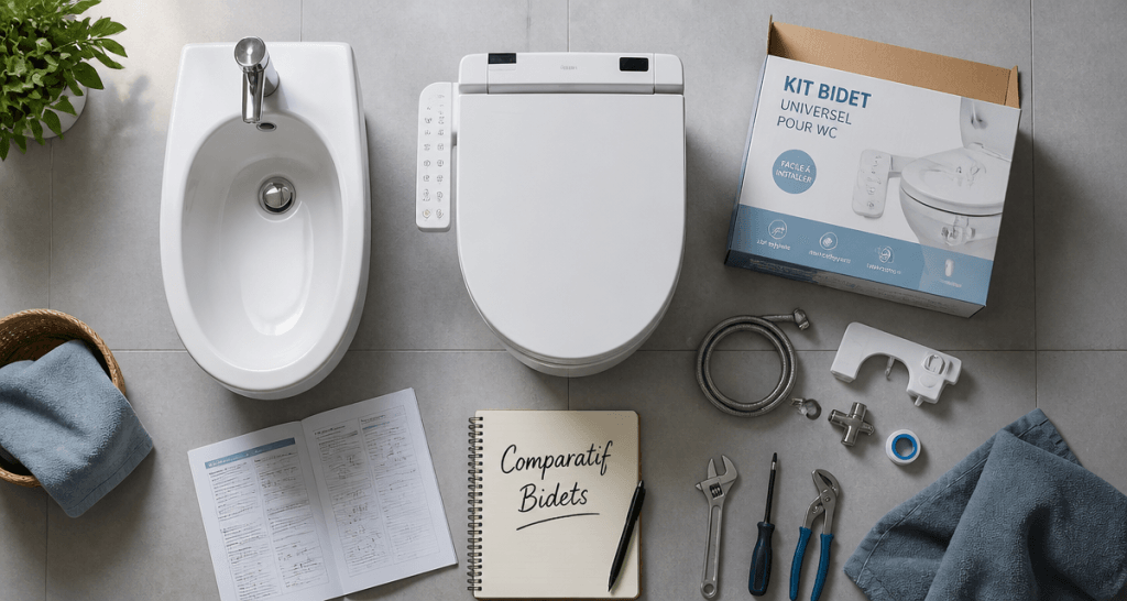 Comparatif bidet toilet bidet, bidet traditionnel et WC lavant en salle de bain