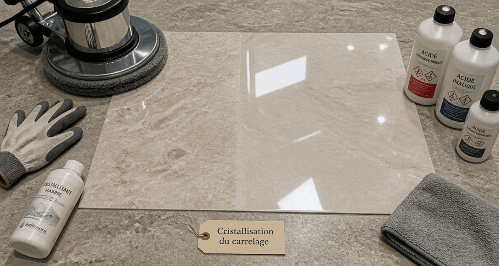 cristallisation du carrelage marbre brillant
