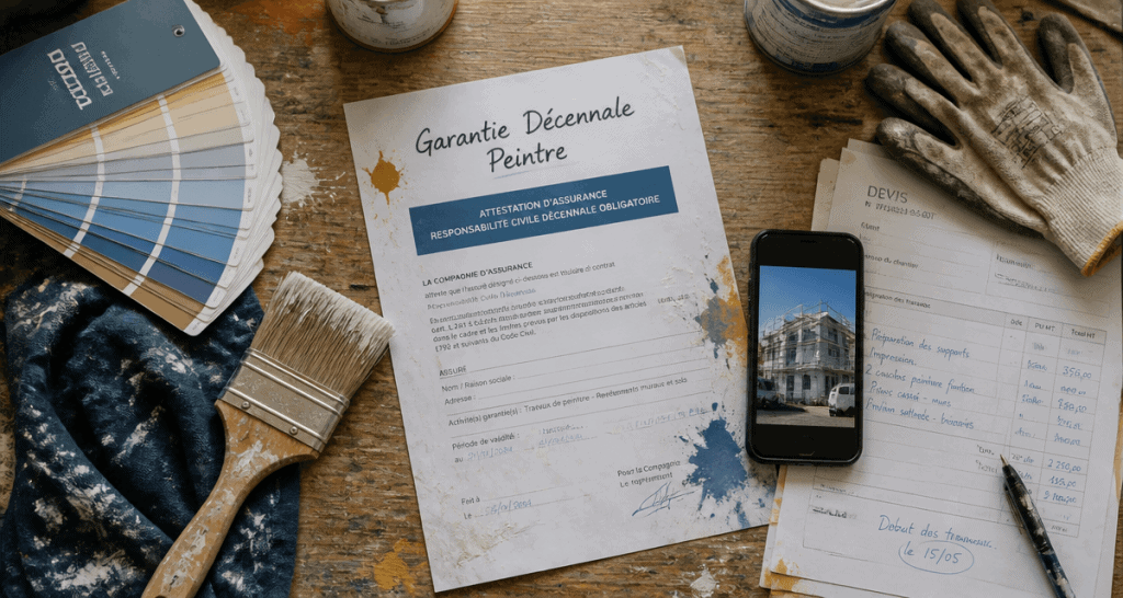 décennale peinture attestation sur bureau peintre
