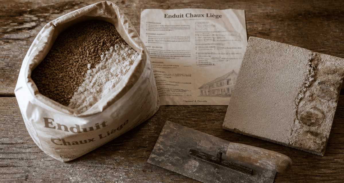 enduit chaux liege sac outils mur pierre
