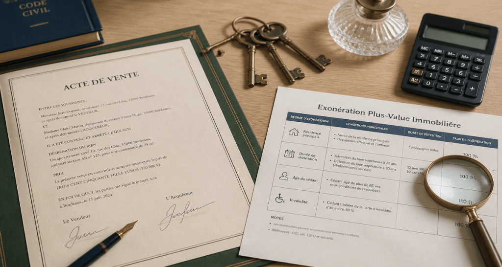 exonération plus value immobilière bureau notaire