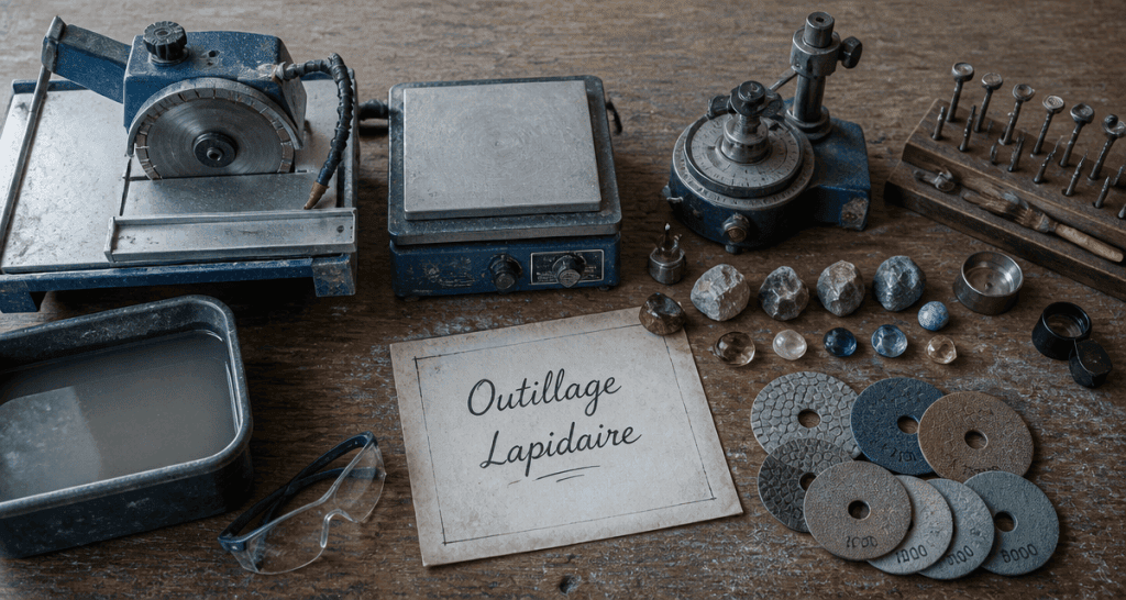 Lapidaire outillage sur établi
