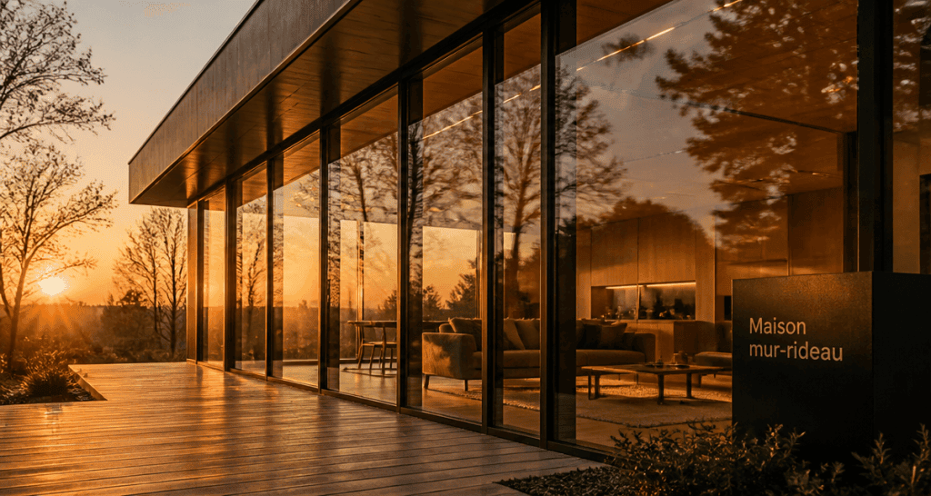maison mur rideau façade vitrée aluminium