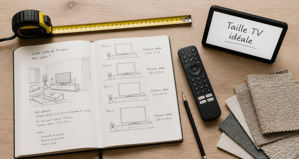 quelle taille de tv choisir pour un salon table mètre croquis télécommande