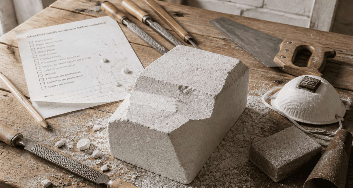 atelier sculpture beton cellulaire outils