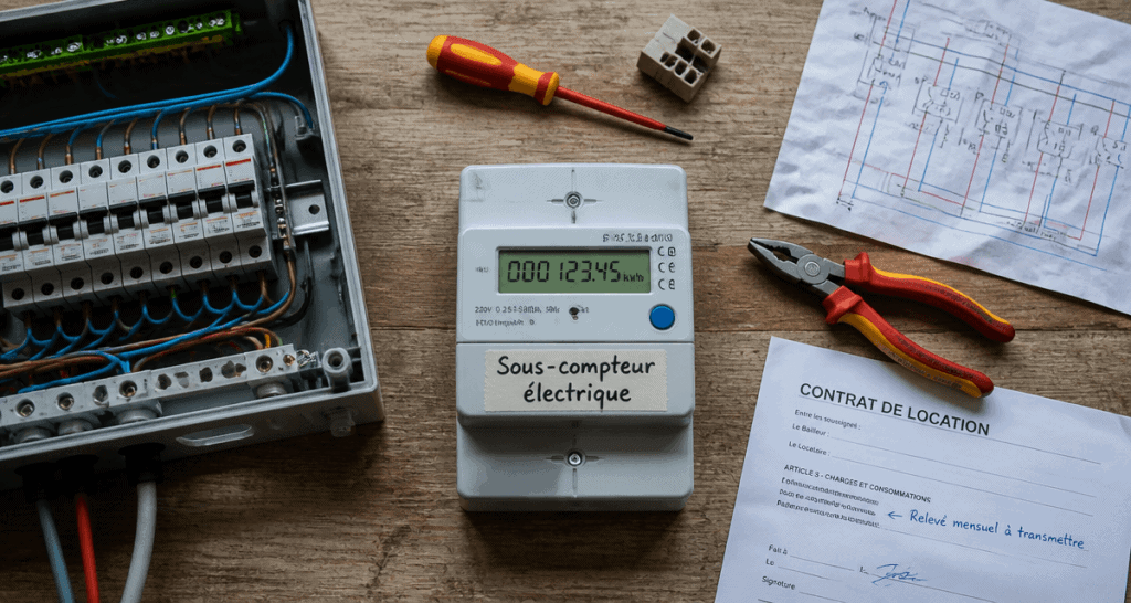 Sous-compteur électrique pour location sur plan de travail