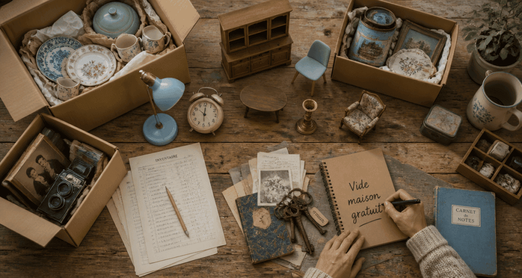 vide maison gratuit table objets anciens