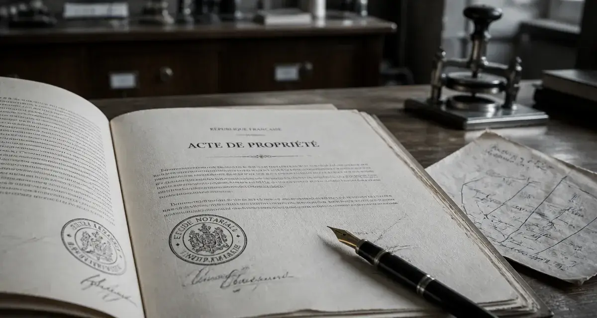 Acte de propriété maison : dossier notarial, signatures et plan