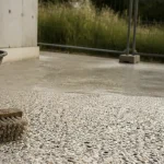 béton desactivé terrasse : texture granuleuse de gravillons lavés
