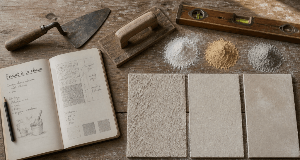 Chaux enduit outils et textures mur