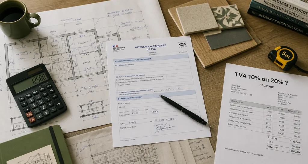 comment savoir si tva à 10 ou 20 travaux plans facture