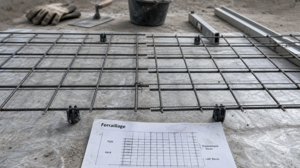 dalle beton ferraillage : treillis soudé anti fissures