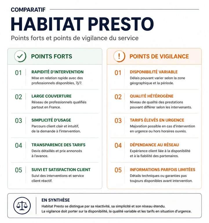 Tableau comparatif des avis et points forts de Habitat Presto pour vos travaux de rénovation