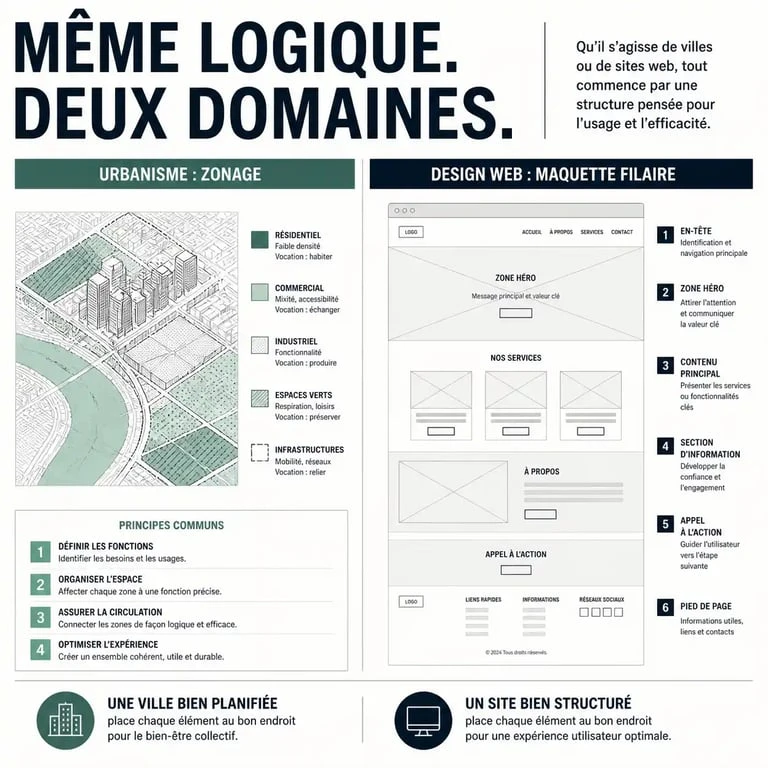 Comparaison entre le zoning en urbanisme et le zoning en web design