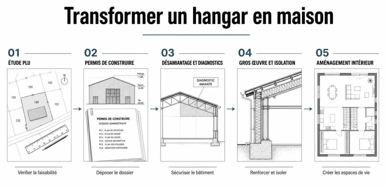 Étapes clés pour réussir un projet de hangar aménagé en maison