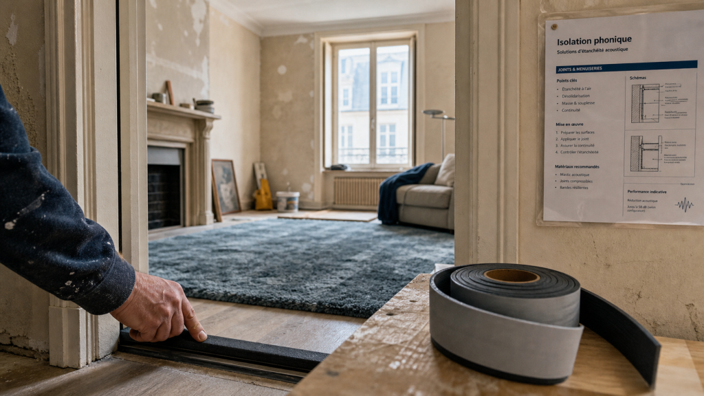 Isoler phoniquement une pièce : joint de seuil acoustique près de la porte