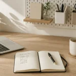 organiser un bureau avec bureau rangé et accessoires