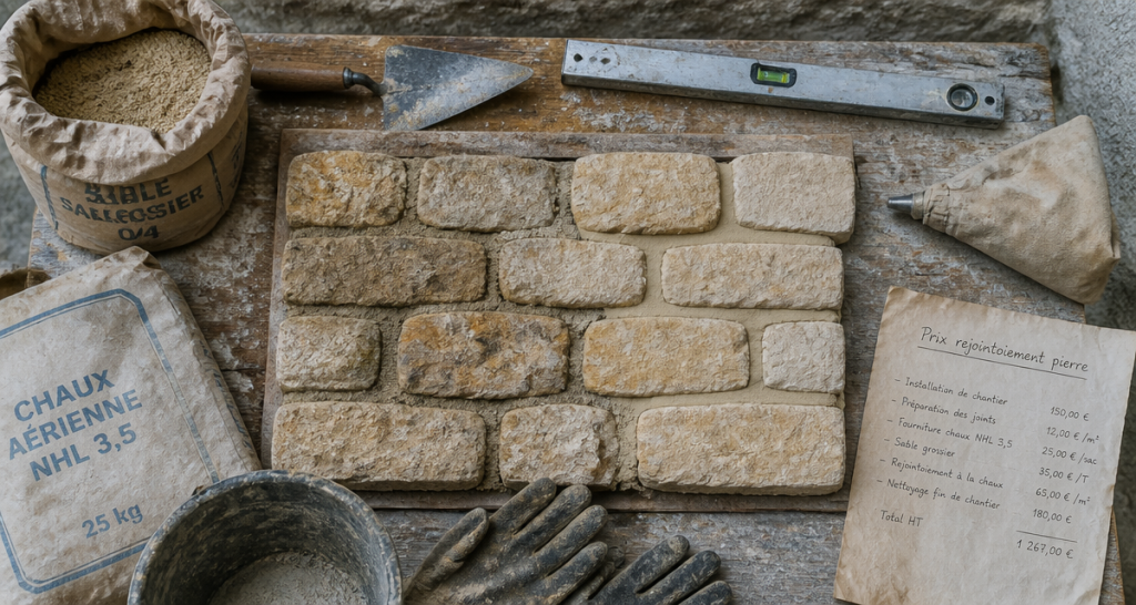 prix joint de pierre au m2 échantillon mur outils