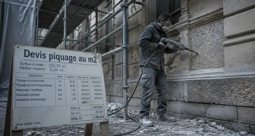 Prix piquage mur en pierre m2 : maçon piquant à la boucharde