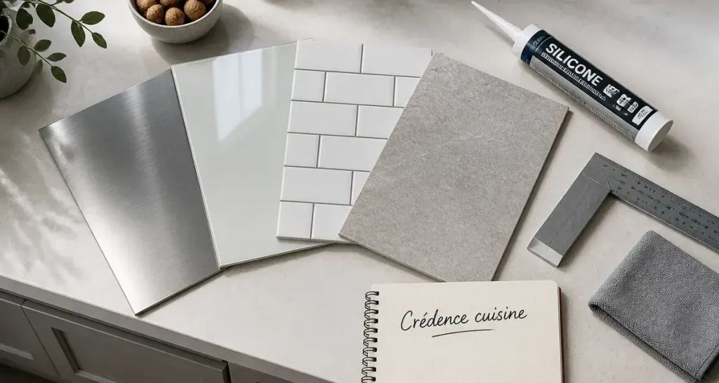 Quelle credence choisir : 4 matériaux de crédence cuisine, plan de travail moderne