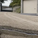 Allée carrossable pas chere en gravier stabilisé, coupe avec géotextile et fondation