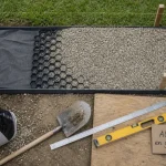 Allée en gravier carrossable : géotextile et dalles stabilisatrices, 25 à 30 cm décaissement