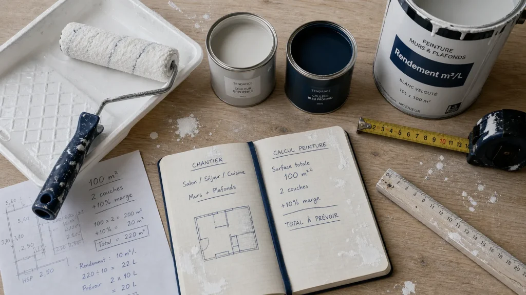 Combien de litre de peinture pour 100m2 : calcul rendement et couches